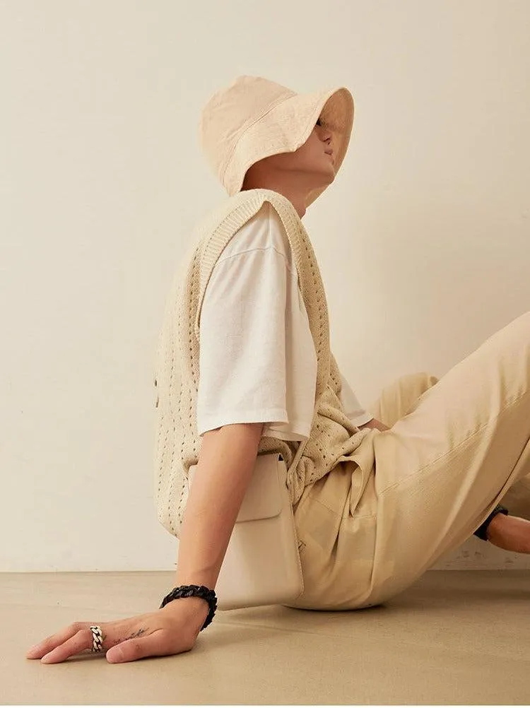 Oversized Khaki Knit Vest