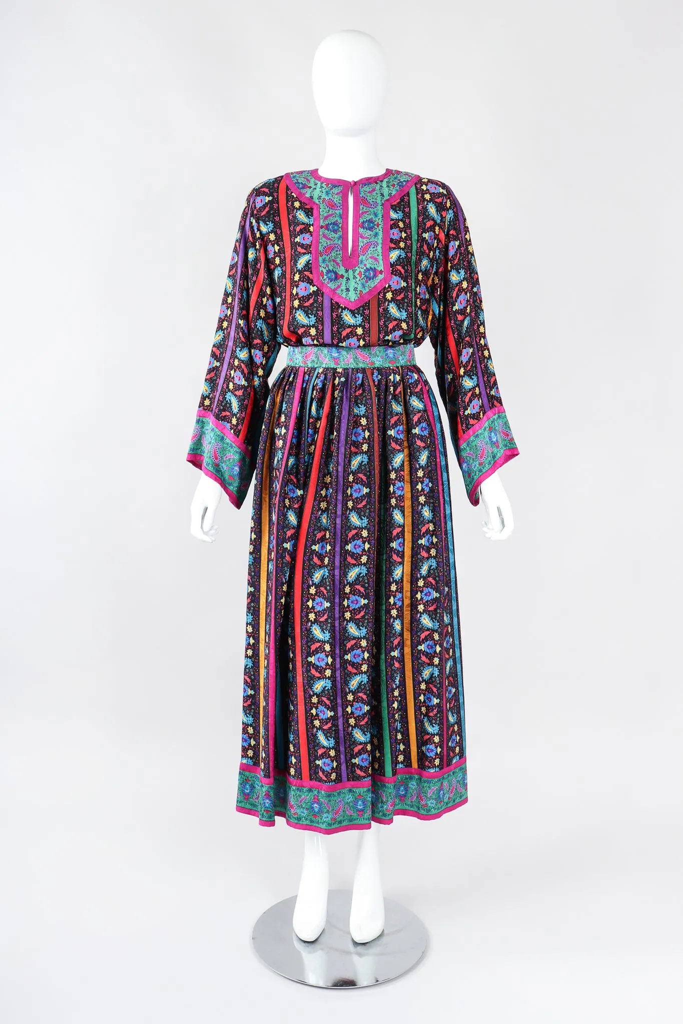 Paisley Stripe Blouse & Skirt Set