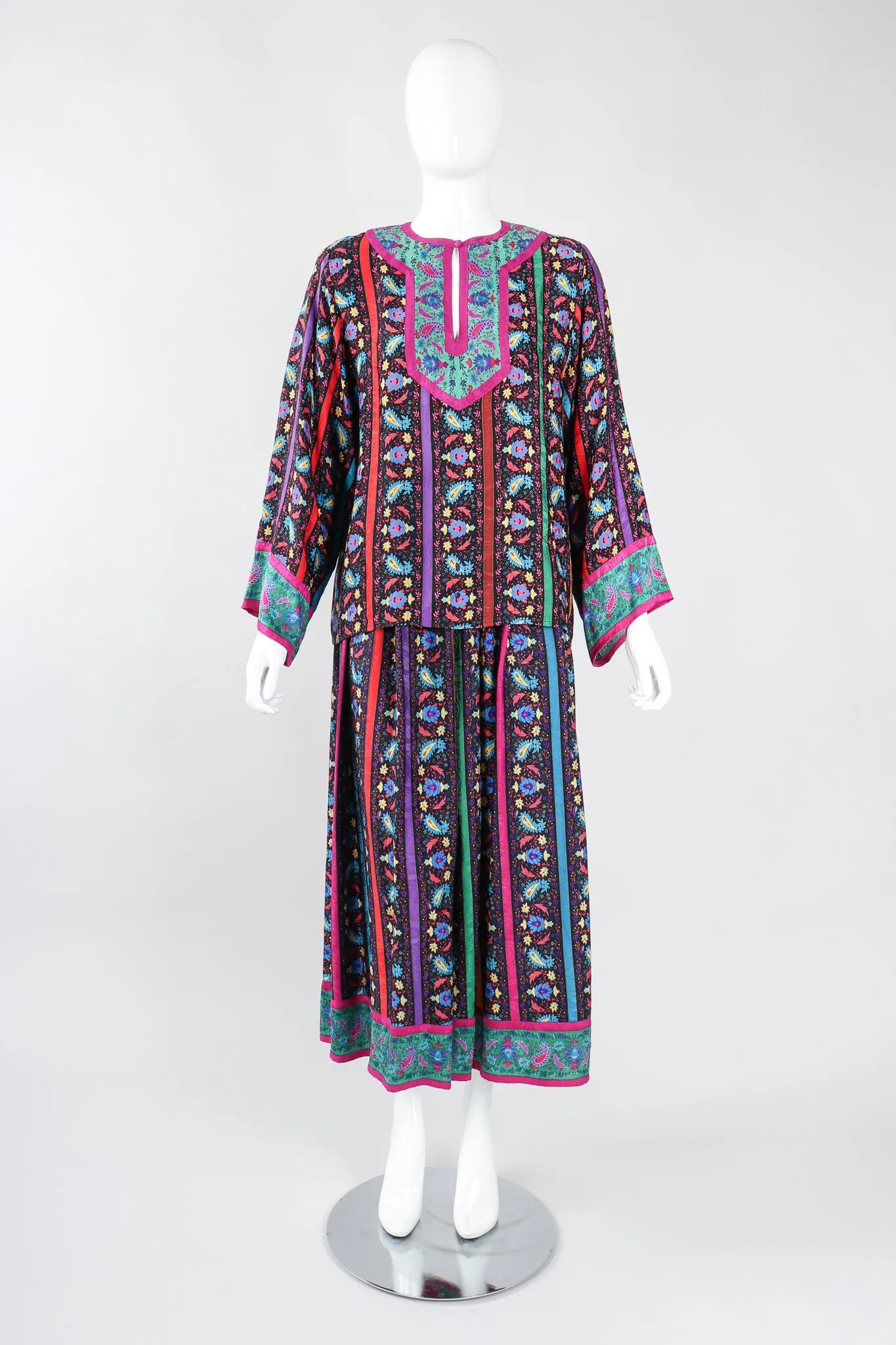 Paisley Stripe Blouse & Skirt Set