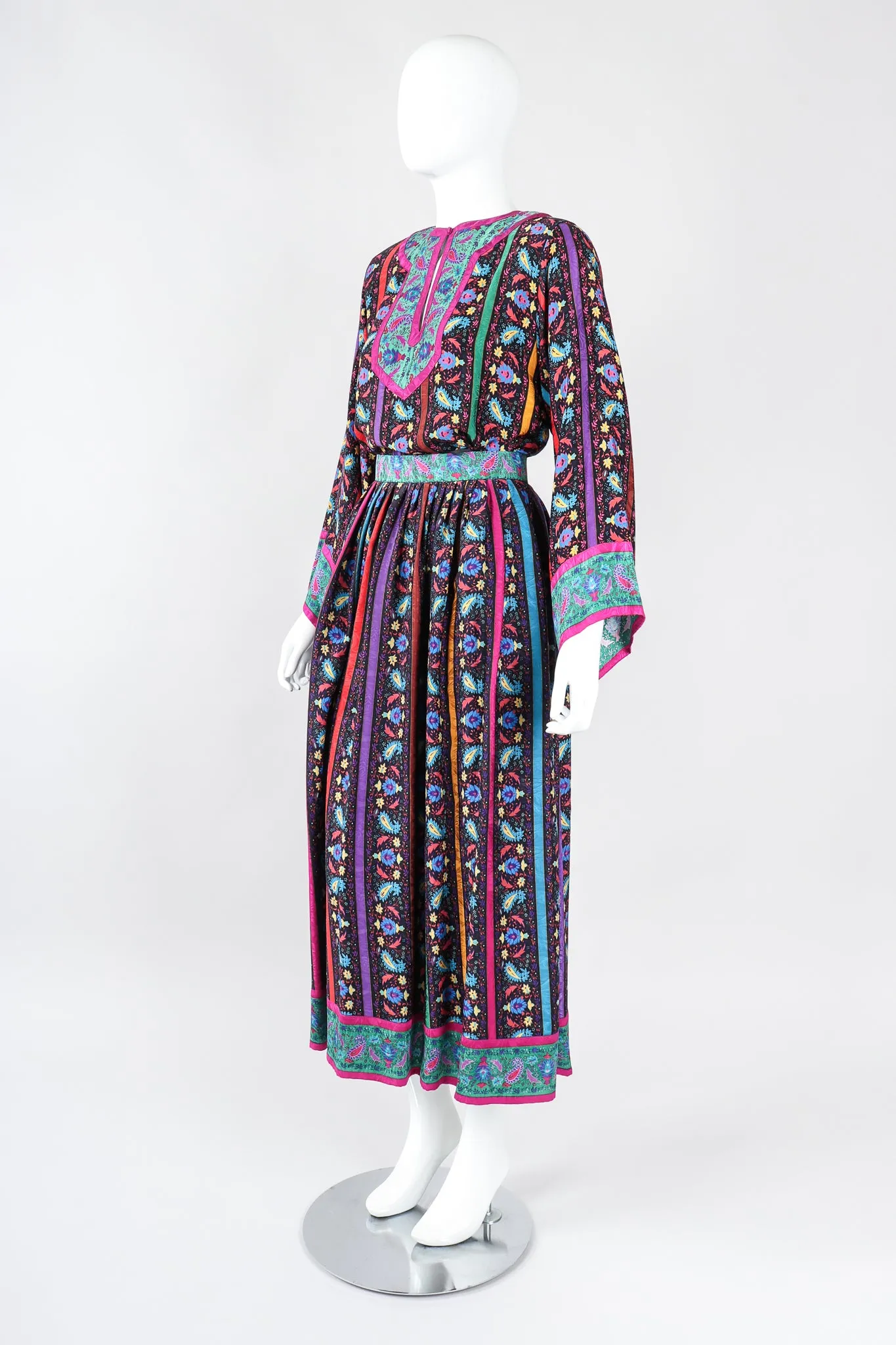 Paisley Stripe Blouse & Skirt Set