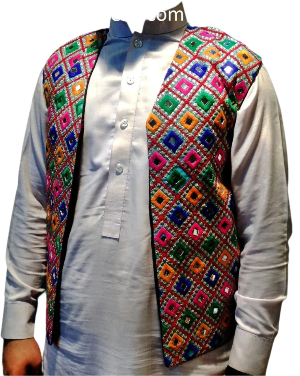 Pashtun Afghan Waistcoat – Handmade Mirror Work