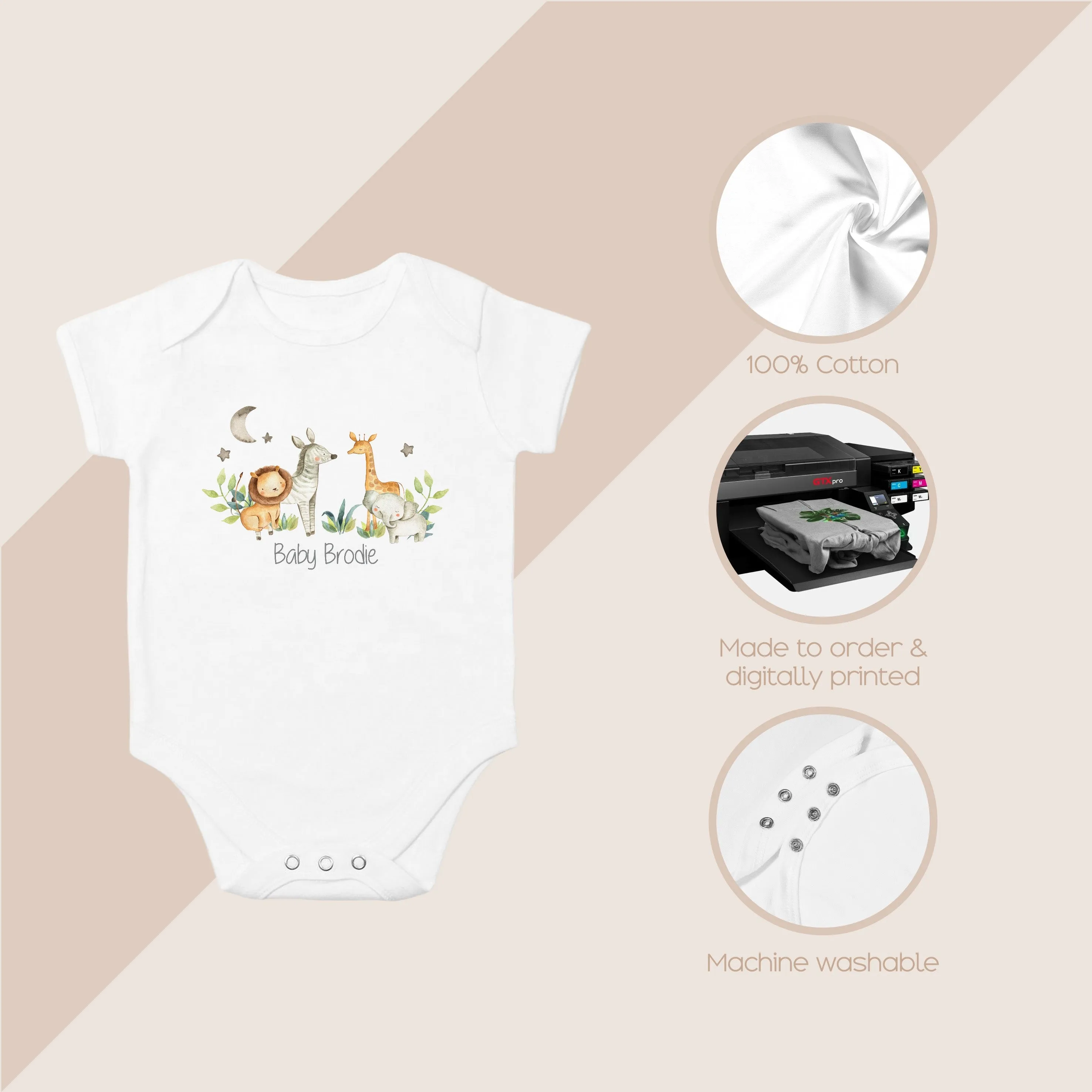 Personalised Safari Gang Baby Announcement Vest