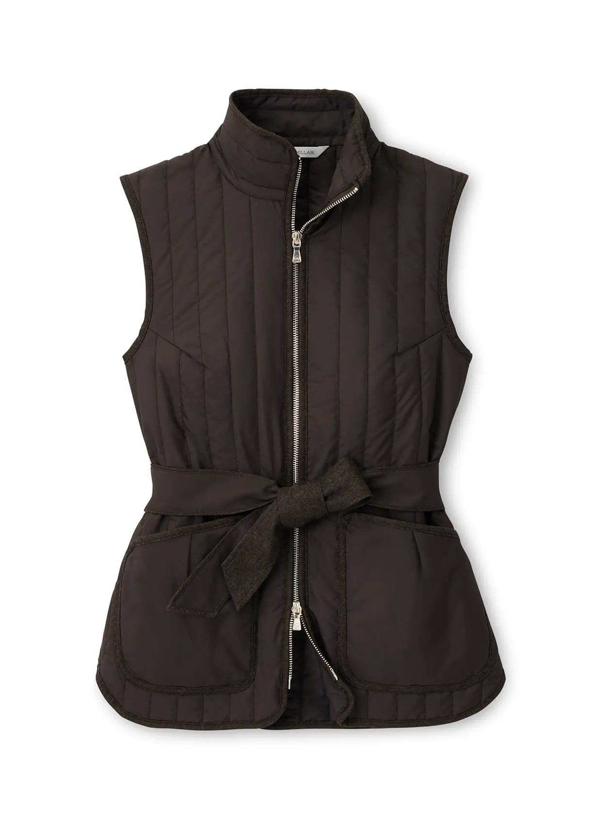 Peter Millar Womens Scout Quilted Travel Vest With Tie - PEPPERCORN