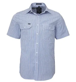 Pilbara Men's S/S Check Shirt, Double Pockets