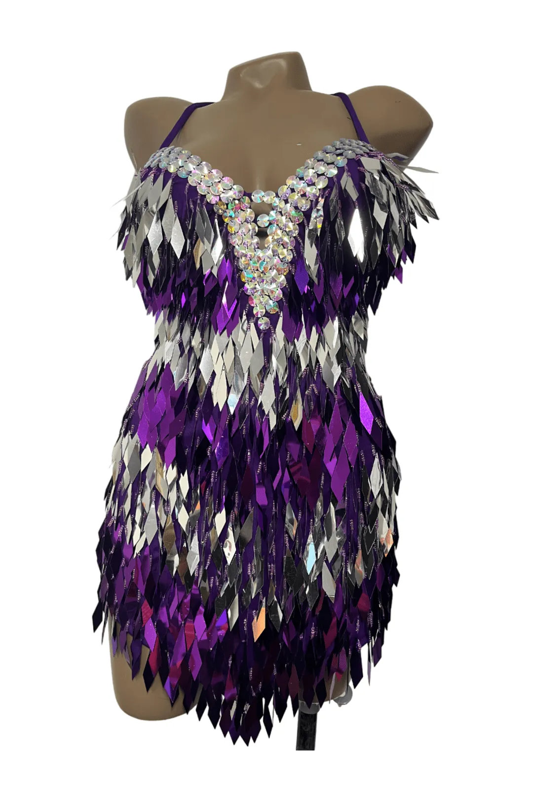 Purple & Silver Diamond Sequin Festival Dress
