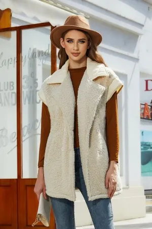 Ryan Fuzzy Collared Neck Button Up Vest Coat