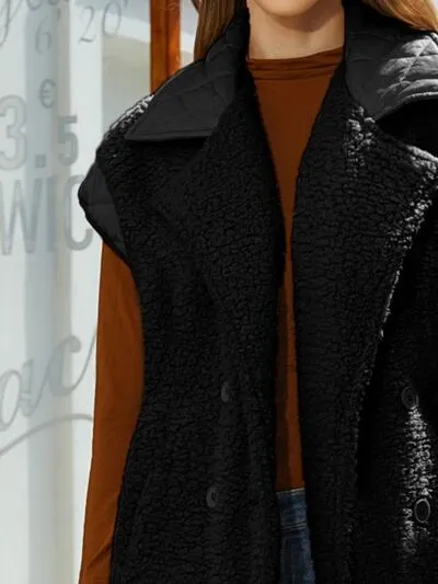 Ryan Fuzzy Collared Neck Button Up Vest Coat
