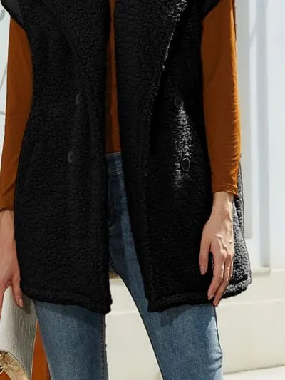 Ryan Fuzzy Collared Neck Button Up Vest Coat
