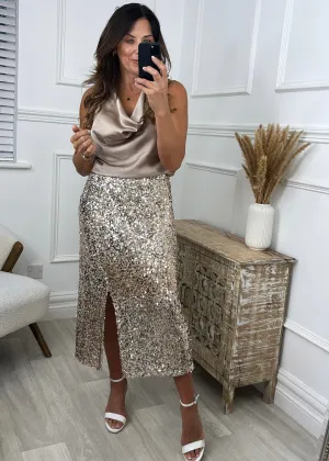 Ryley Gold Sequin Maxi Skirt