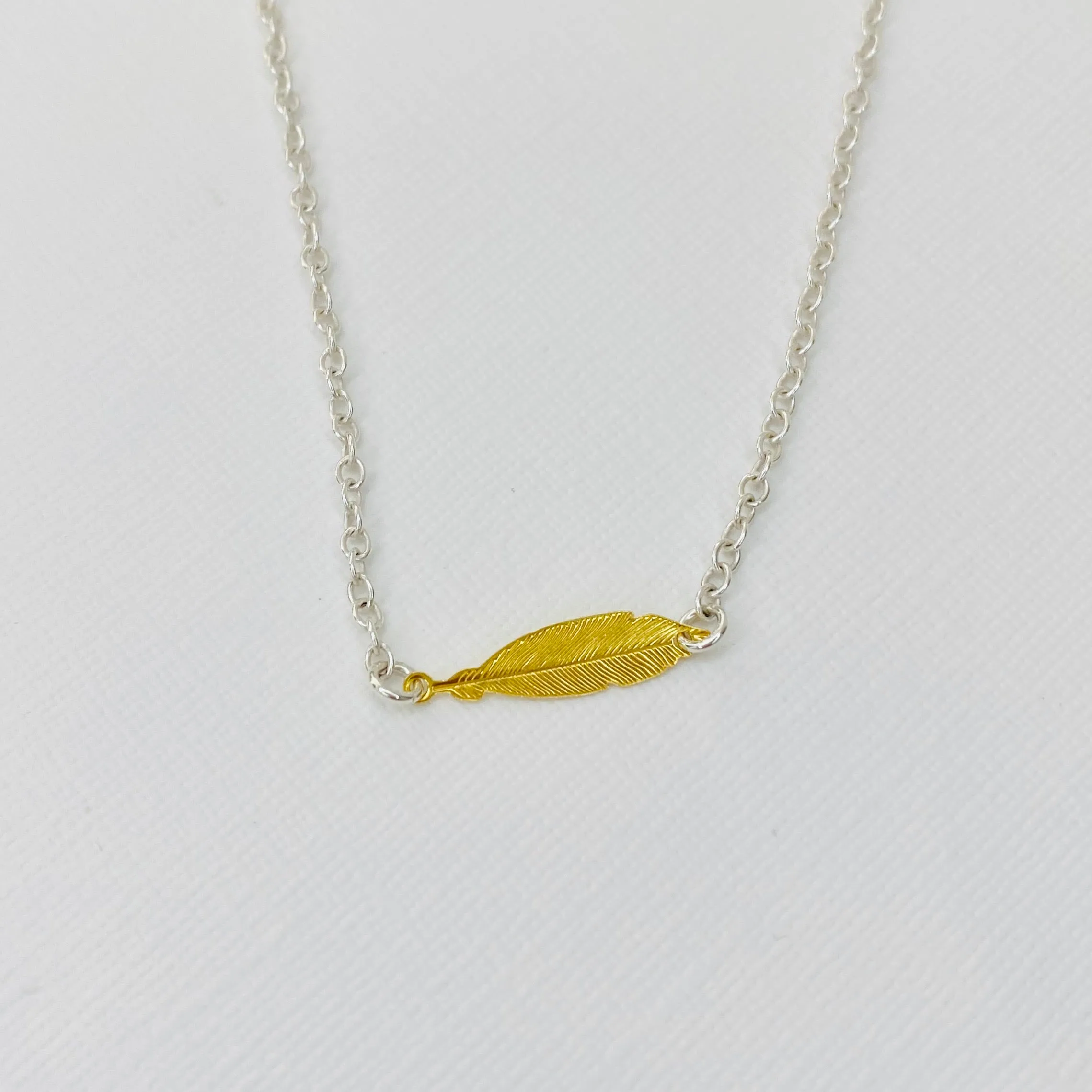 Silver and Gold Feather Necklace