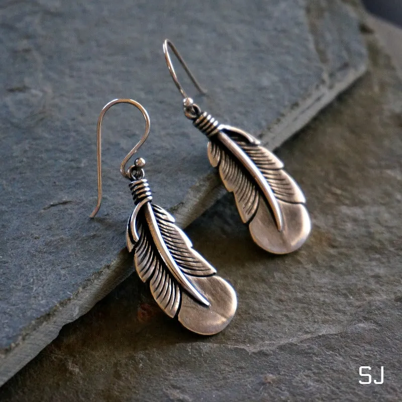 Silver Feather Earrings