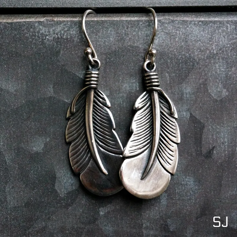 Silver Feather Earrings