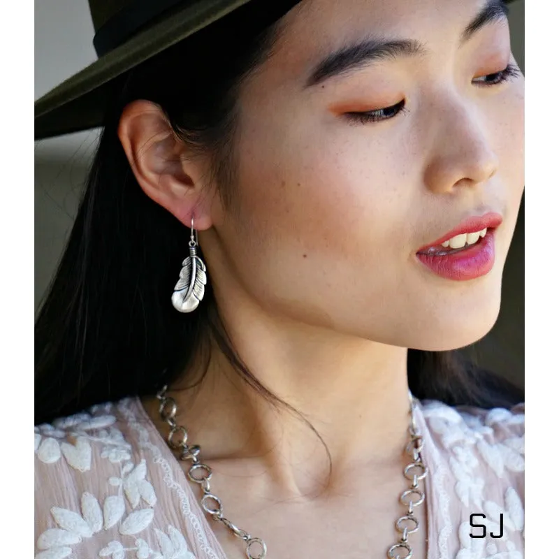 Silver Feather Earrings