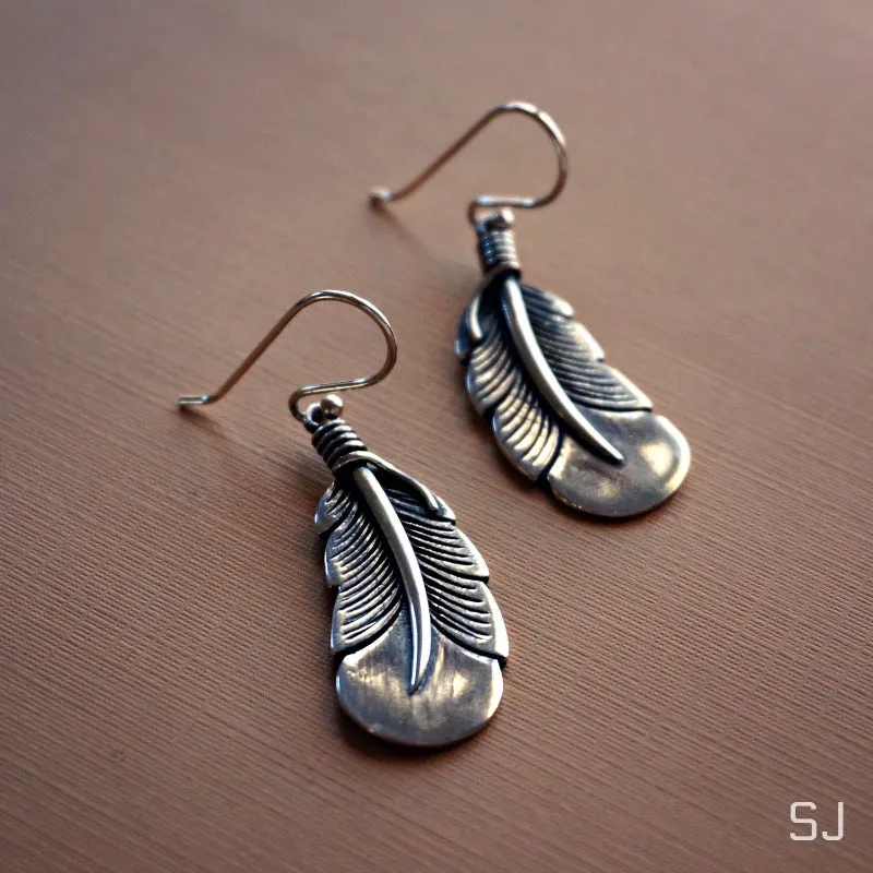 Silver Feather Earrings