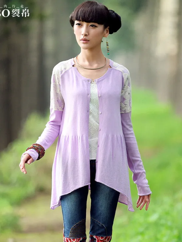 skinny love embroidered asymmetrical cardigan