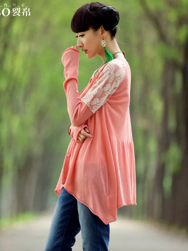 skinny love embroidered asymmetrical cardigan