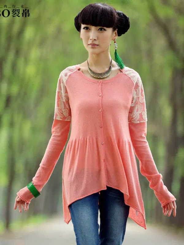 skinny love embroidered asymmetrical cardigan