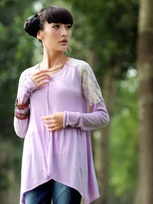 skinny love embroidered asymmetrical cardigan