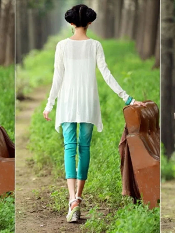 skinny love embroidered asymmetrical cardigan