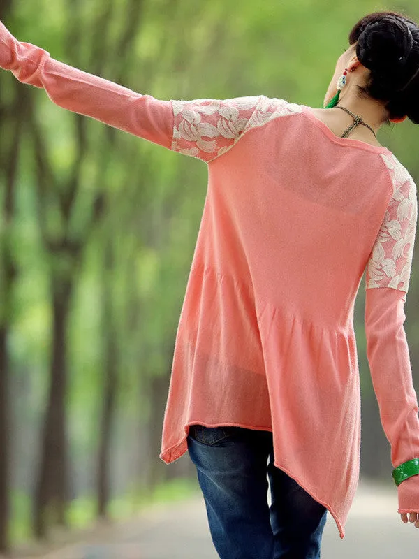 skinny love embroidered asymmetrical cardigan