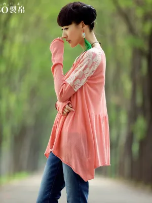 skinny love embroidered asymmetrical cardigan