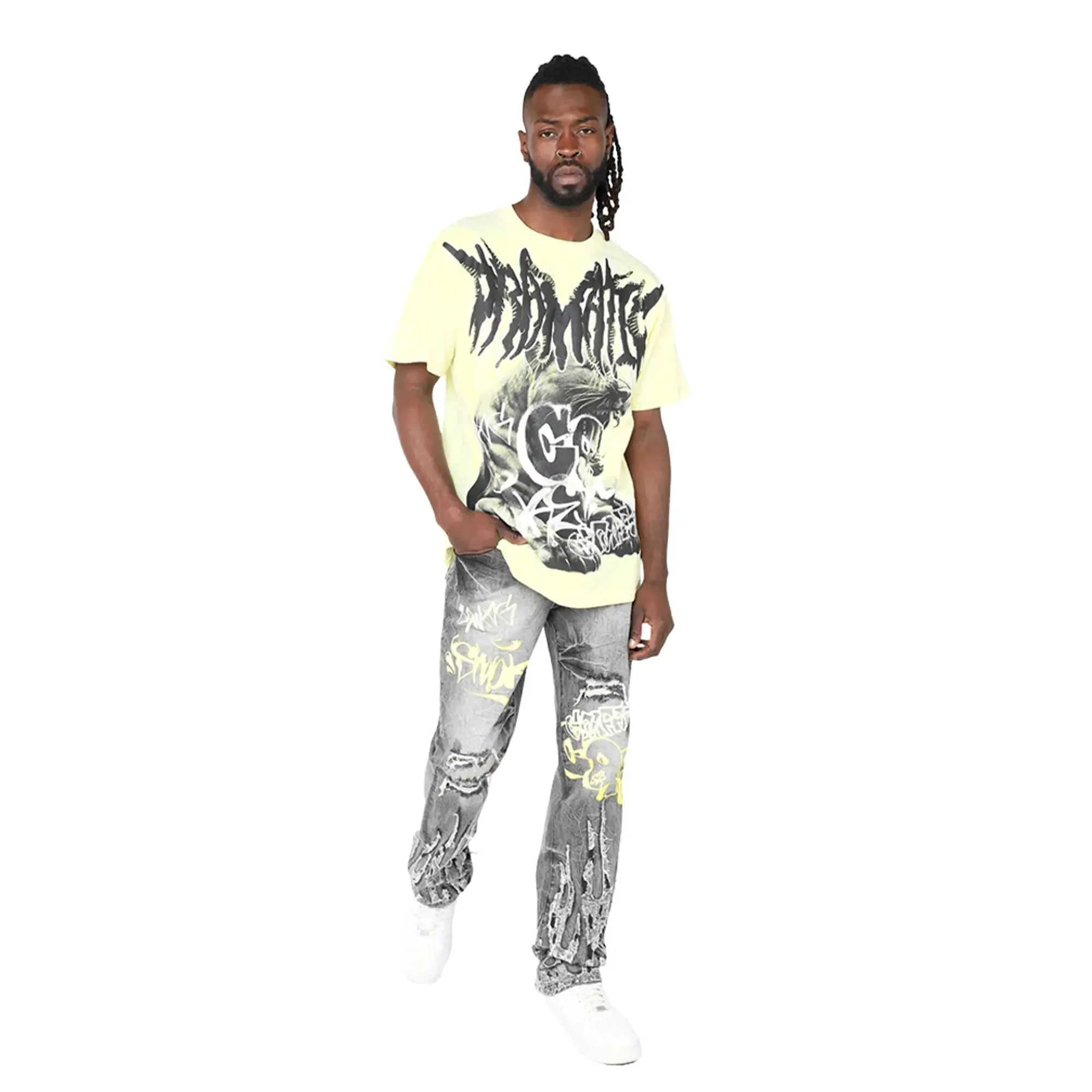 Smoke Rise Men Dystopia Fashion T-Shirt S25 Tee (Wax Yellow)