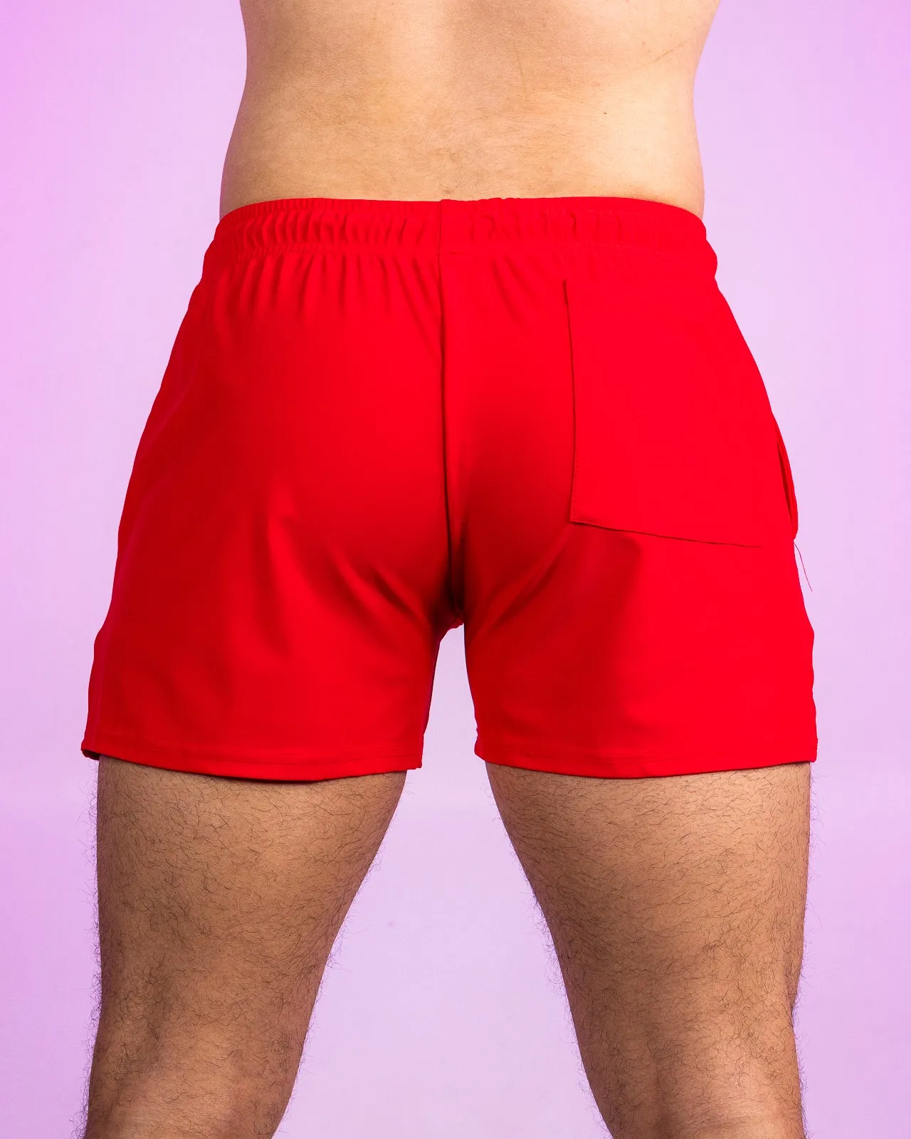 Solid Red Drawstring Shorts