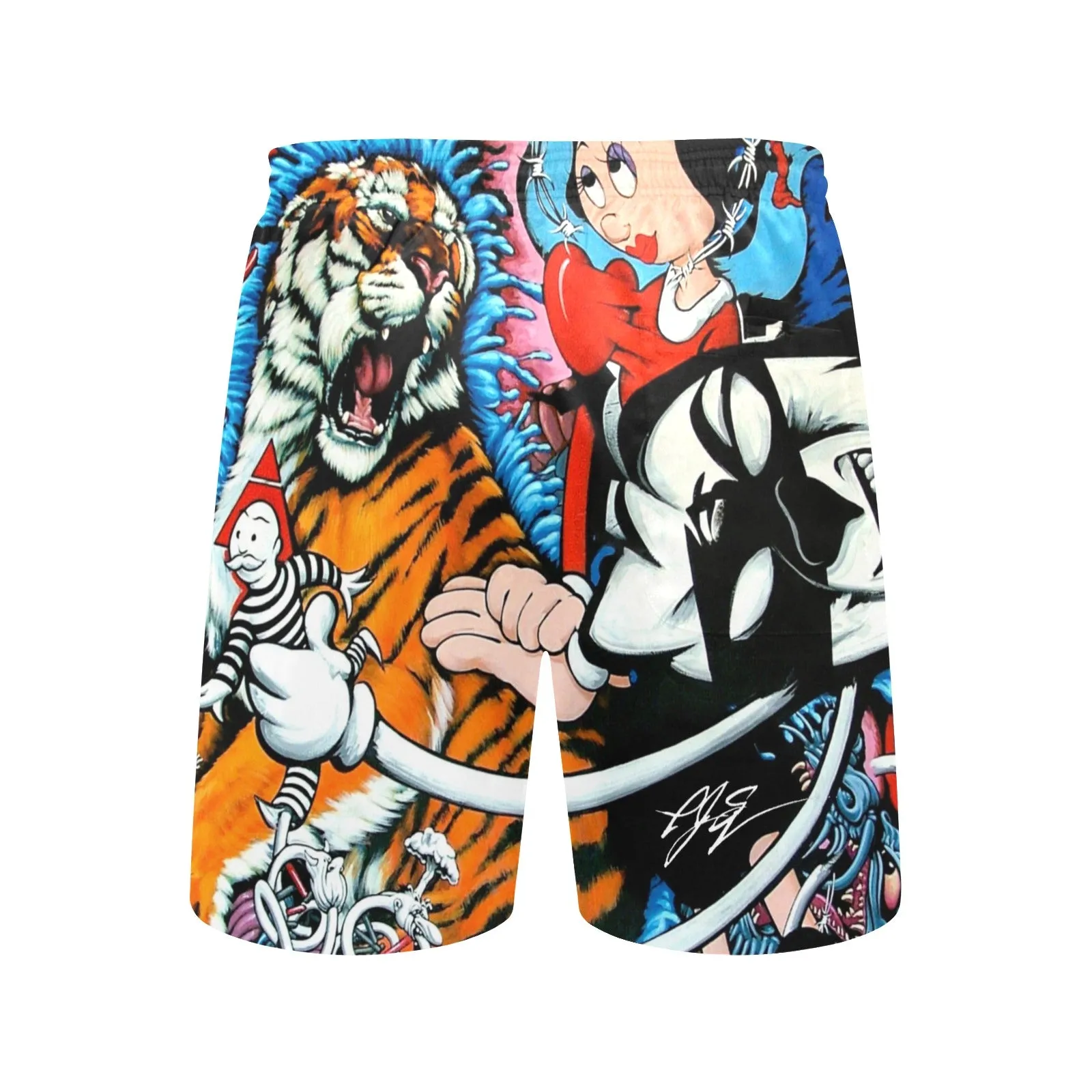 Soothing the Savage Beast Men's Mid-Length Beach Shorts