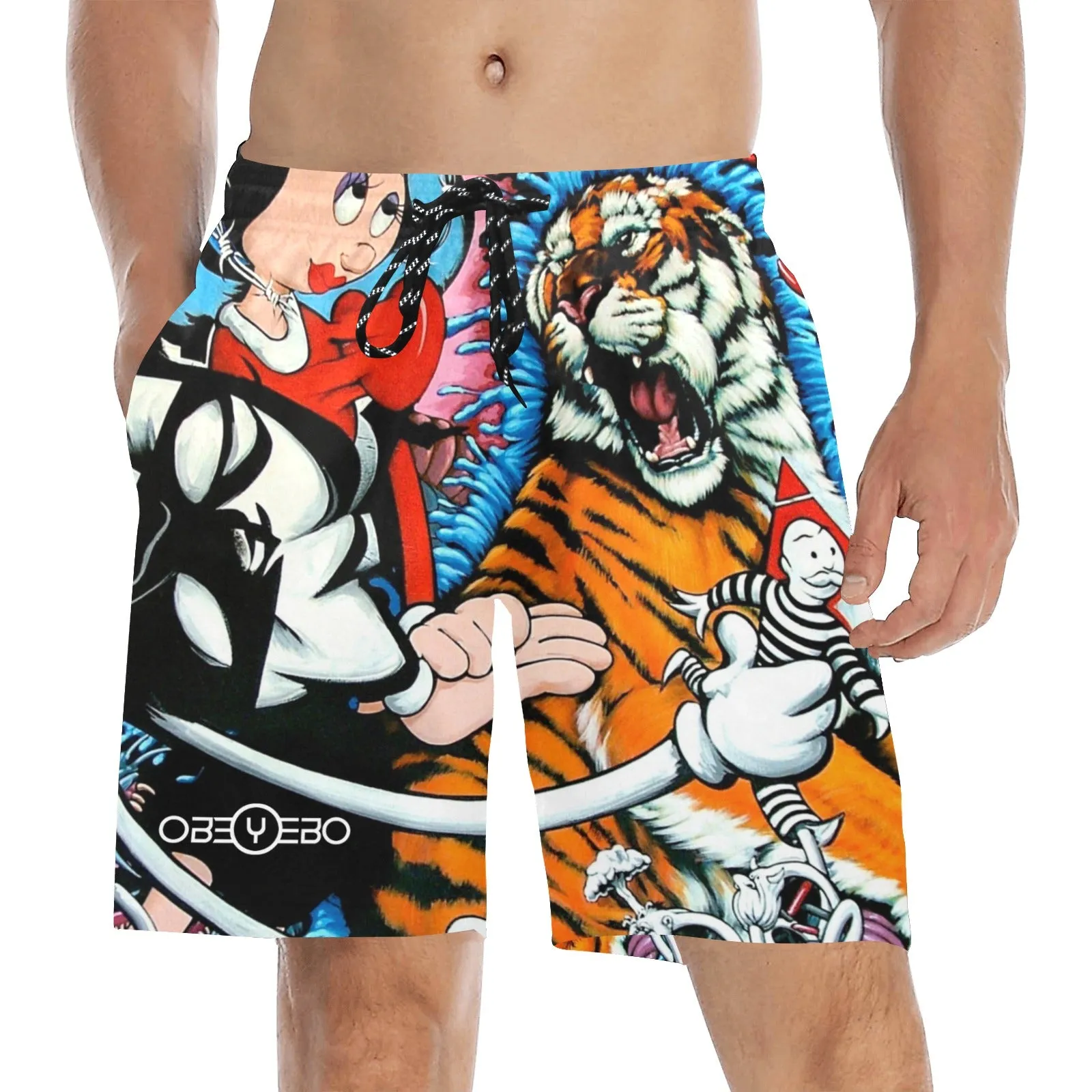 Soothing the Savage Beast Men's Mid-Length Beach Shorts