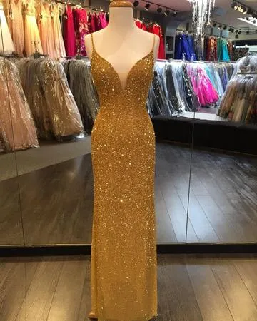 Sparkly Sequined Beaded Long Mermaid Evening Gowns Prom Dresses, QB0594