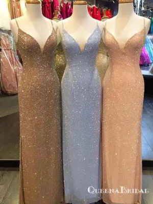 Sparkly Sequined Beaded Long Mermaid Evening Gowns Prom Dresses, QB0594