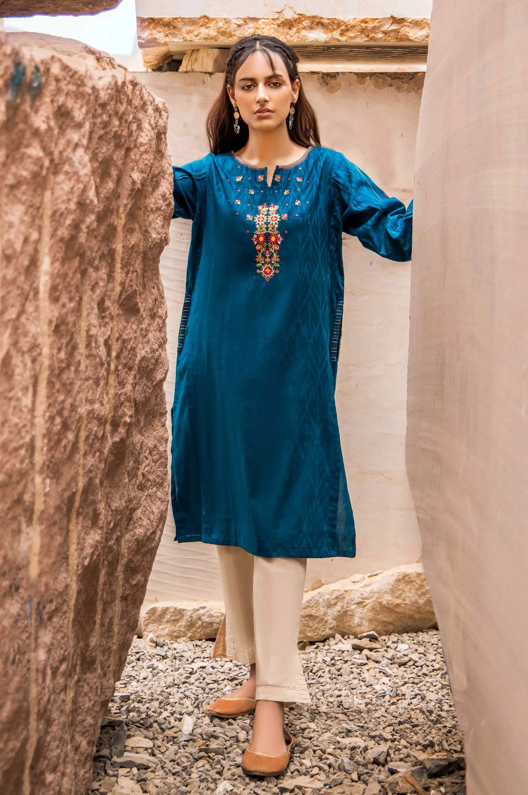 Stitched 1 Piece Embroidered Jacquard Shirt