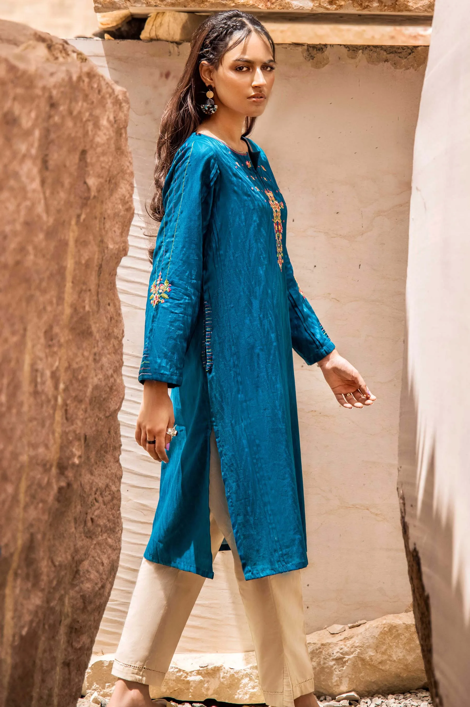 Stitched 1 Piece Embroidered Jacquard Shirt