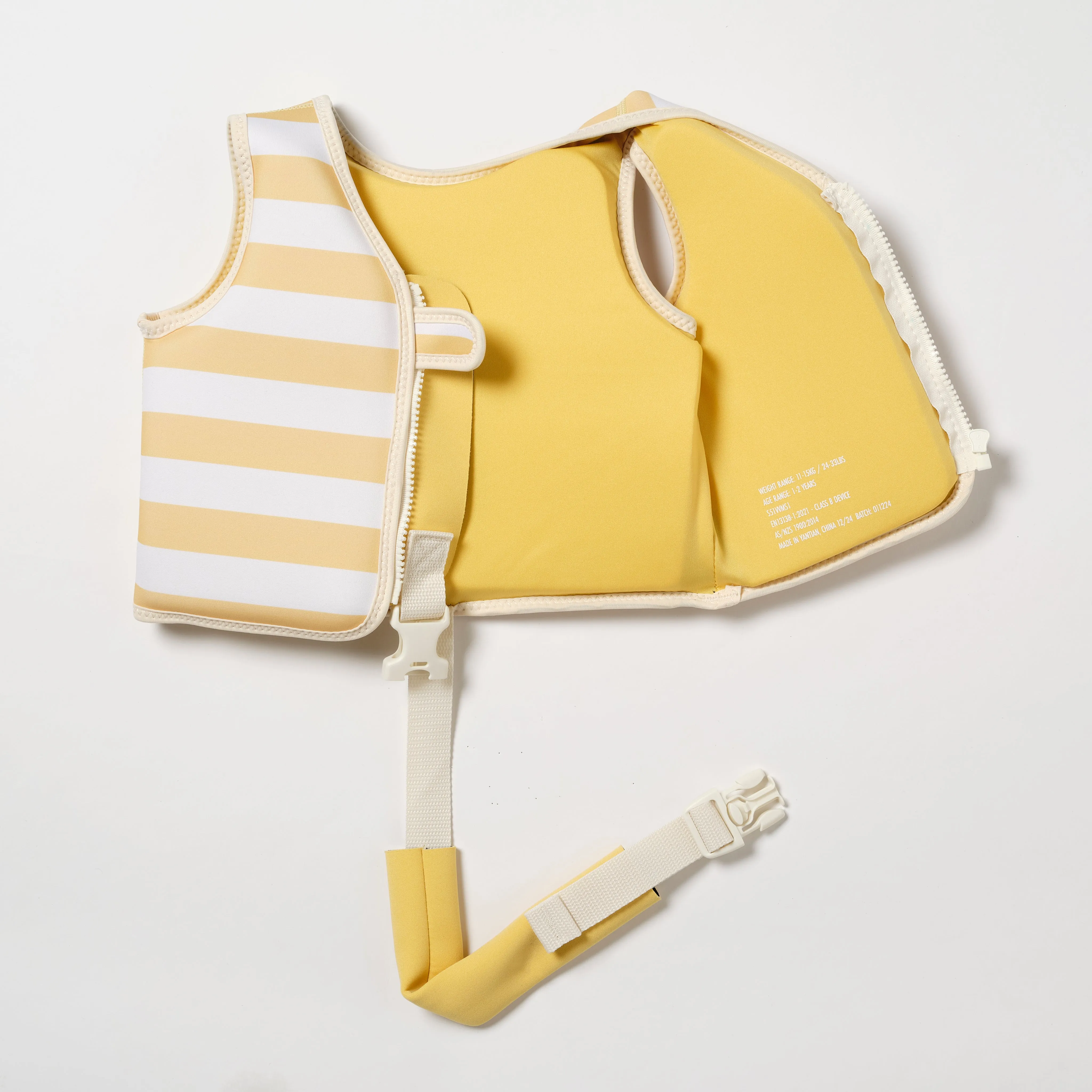 SUNNYLiFE Kids Swim Vest Sid The Seagull Mustard Stripe