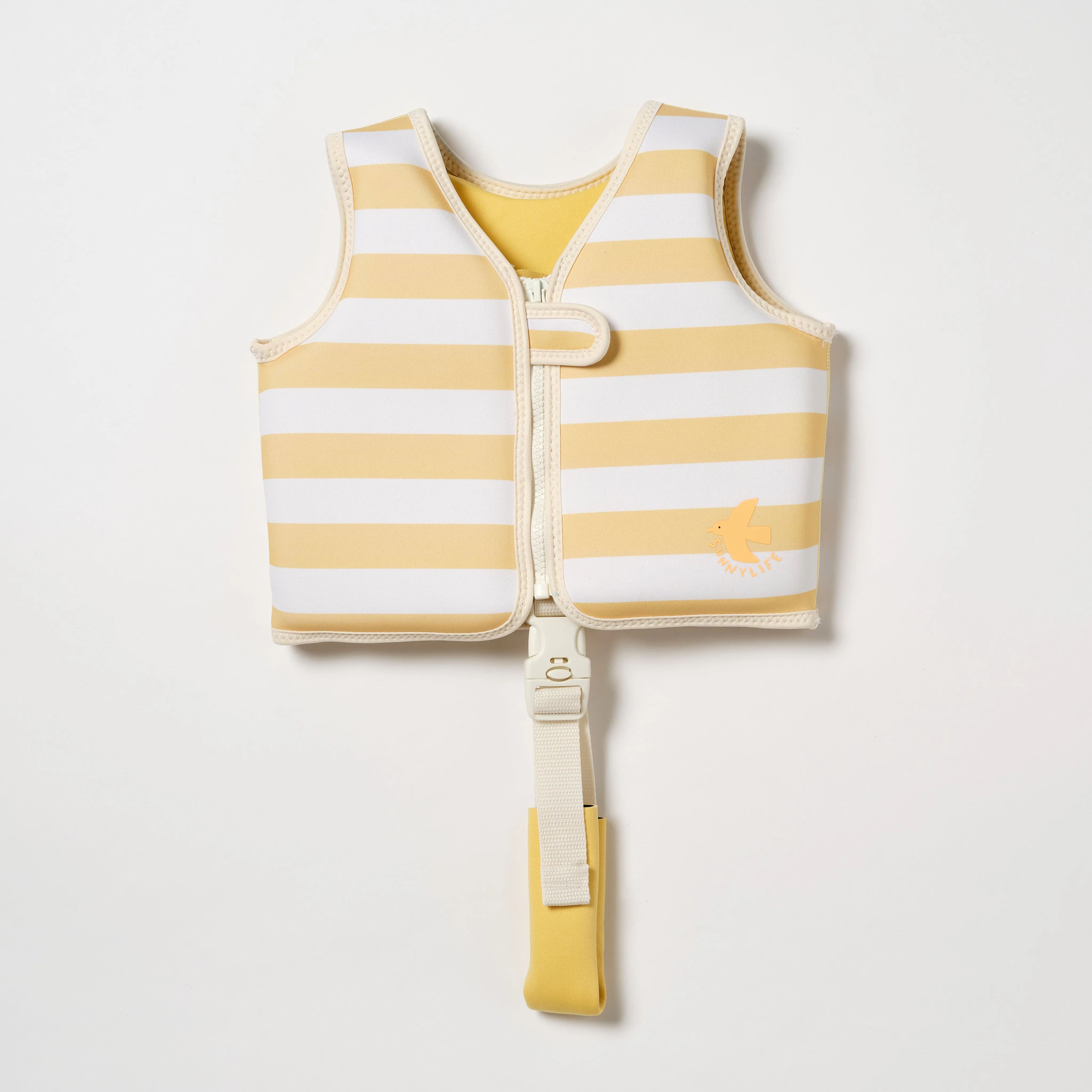 SUNNYLiFE Kids Swim Vest Sid The Seagull Mustard Stripe