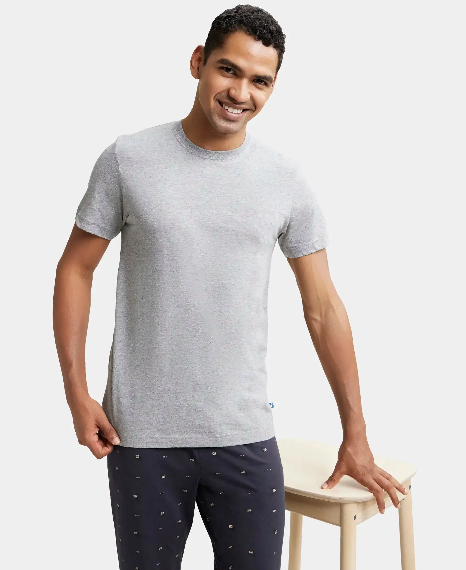 Super Combed Cotton Half Sleeved Inner T-Shirt - Grey Melange