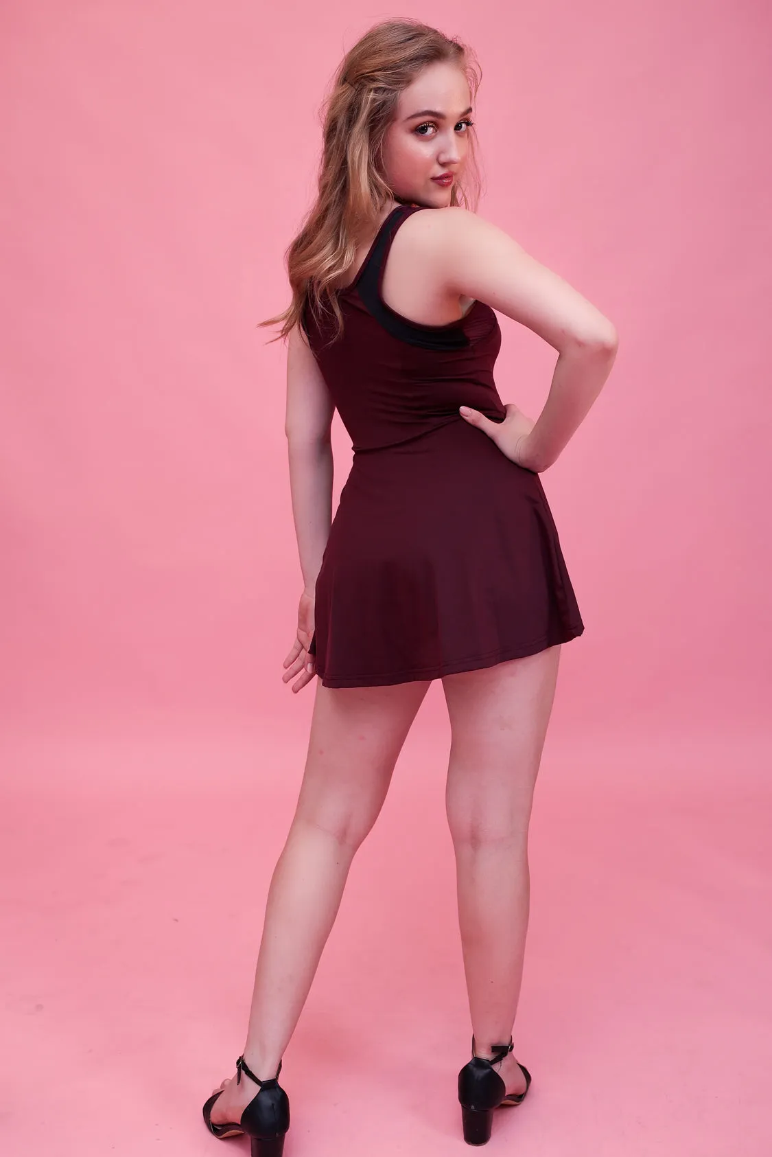 Swirl Tennis Skirt Dress for adventure and coffee run ( Black )