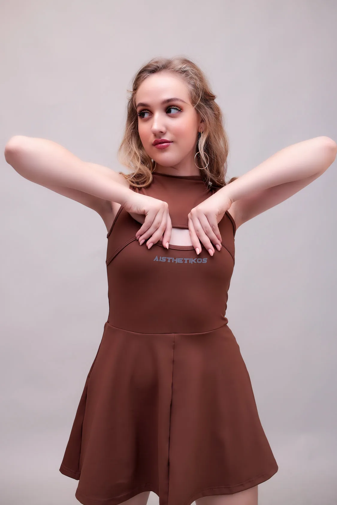 Swirl Tennis Skirt Dress for adventure and coffee run ( Black )