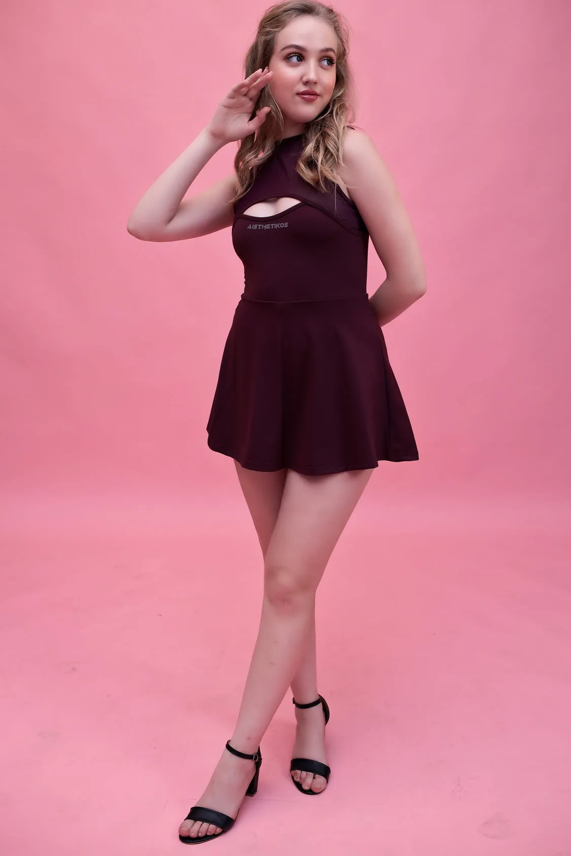 Swirl Tennis Skirt Dress for adventure and coffee run ( Black )