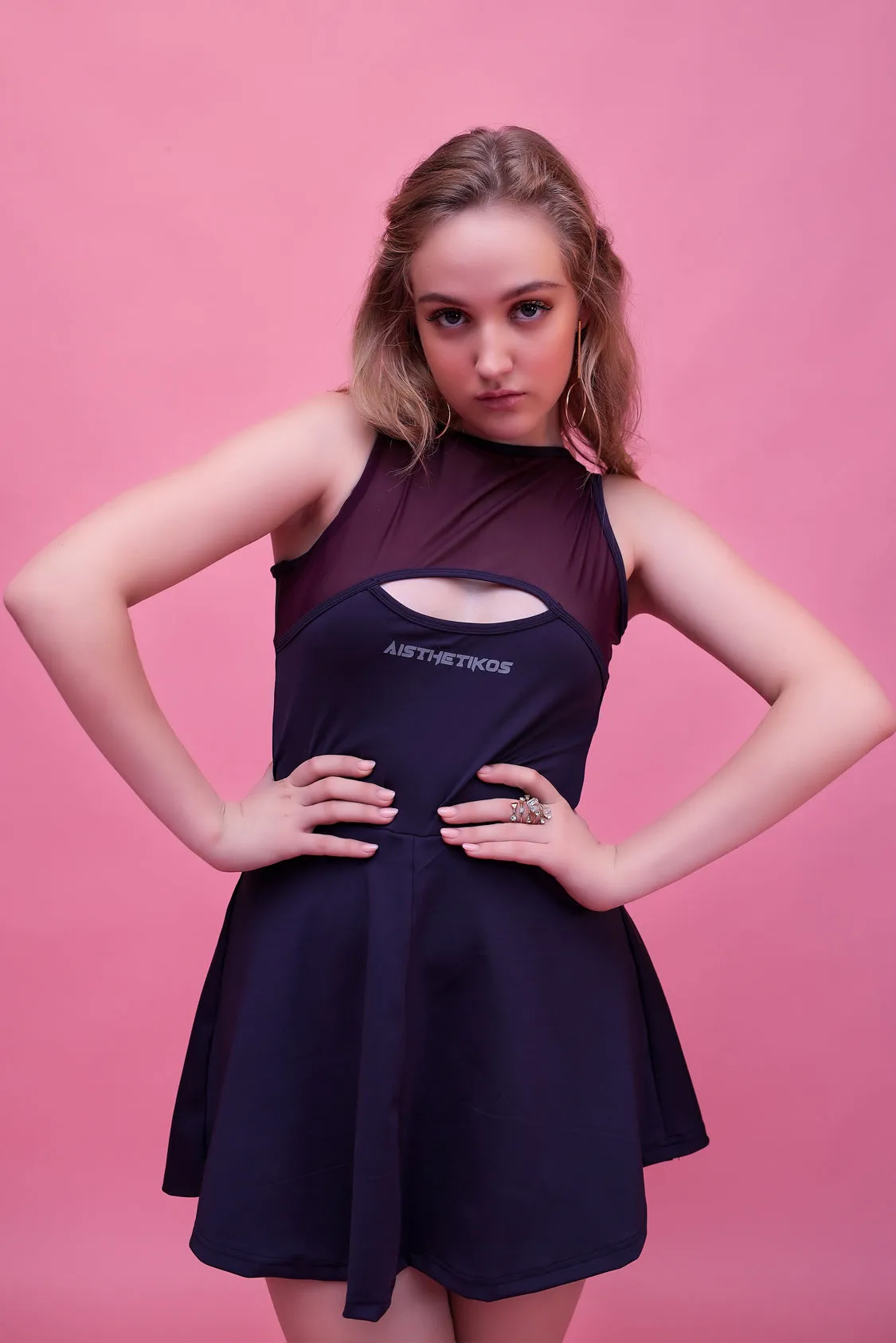 Swirl Tennis Skirt Dress for adventure and coffee run ( Black )