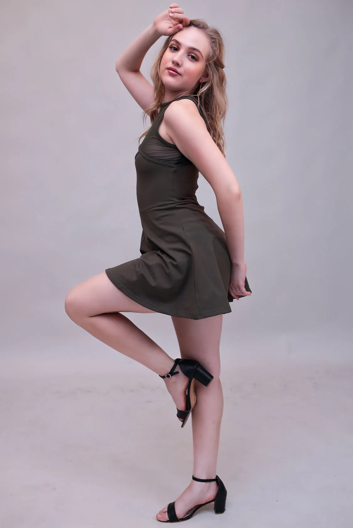 Swirl Tennis Skirt Dress for adventure and coffee run ( Black )