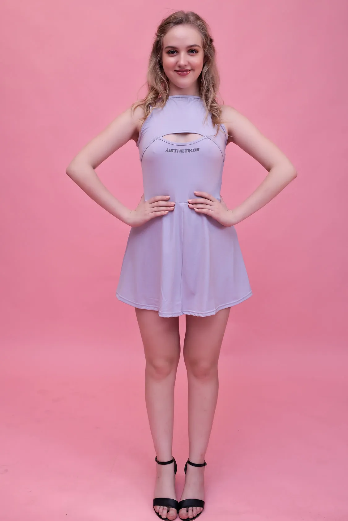 Swirl Tennis Skirt Dress for adventure and coffee run ( Black )