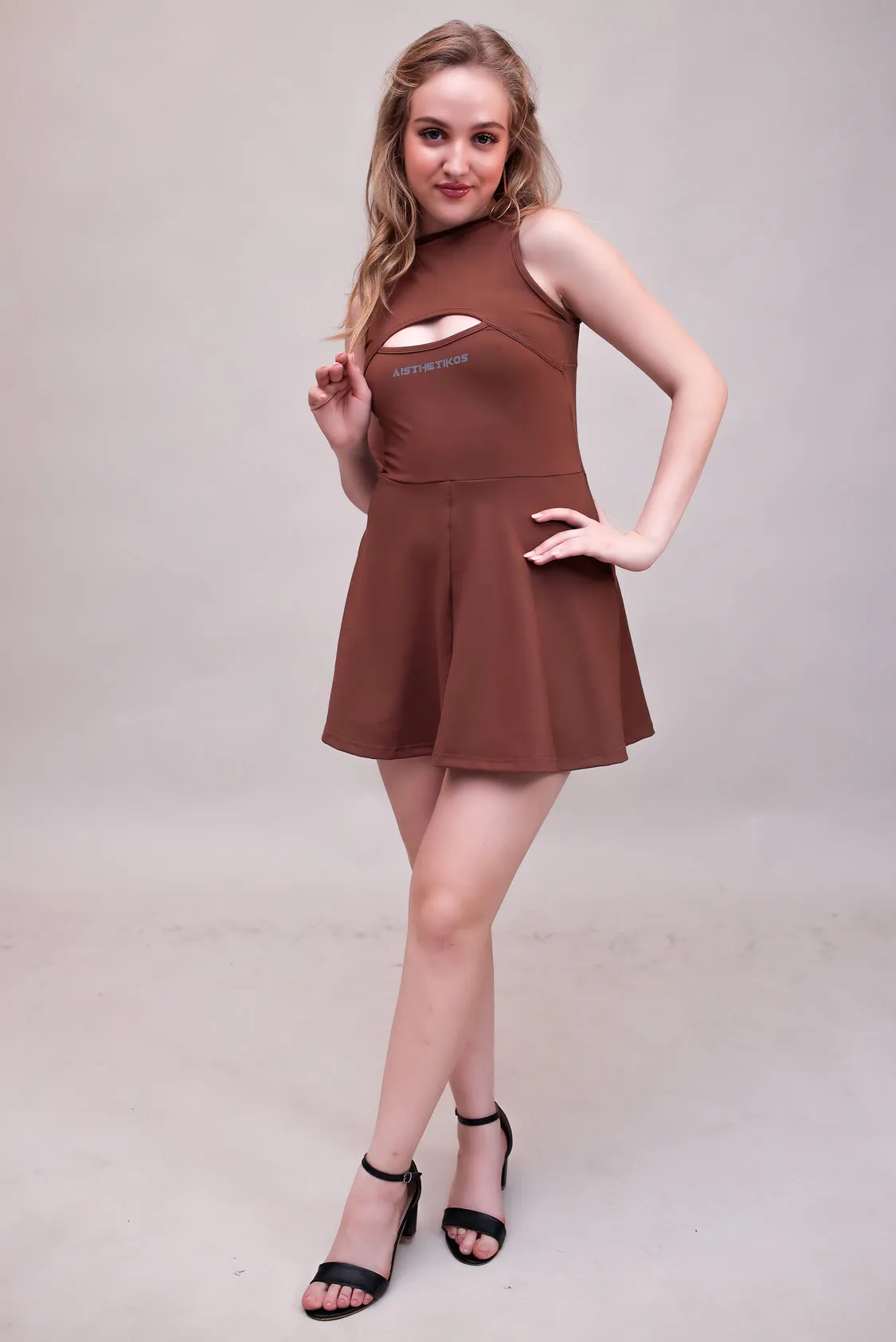 Swirl Tennis Skirt Dress for adventure and coffee run ( Black )