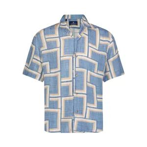 Teal, Beige, and Khaki Box Short Sleeve Shirt