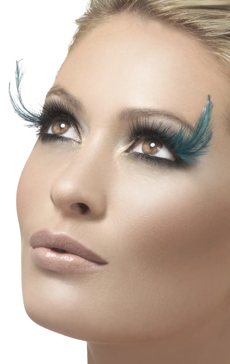 Teal Feather Eyelashes