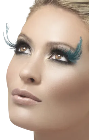 Teal Feather Eyelashes