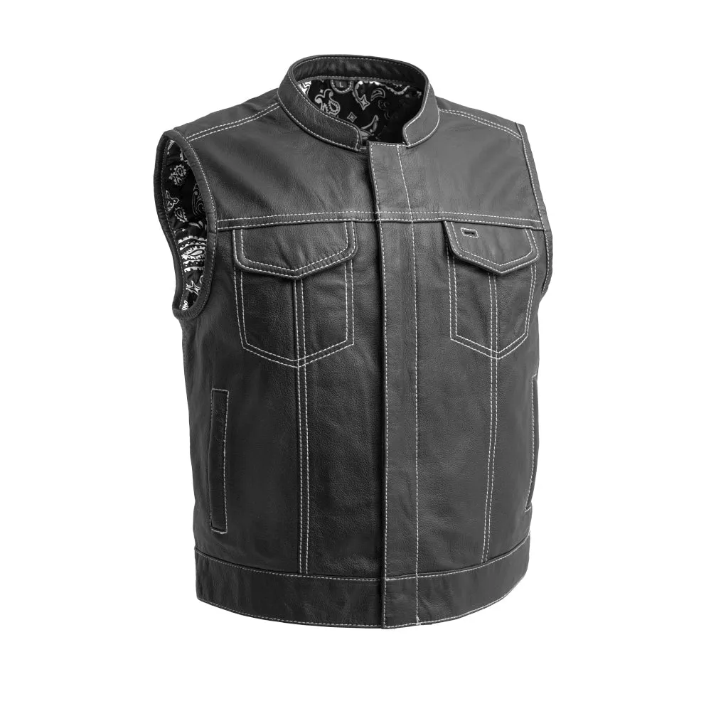 The Volt Men's Motorcycle Leather Vest, Multiple Color Options