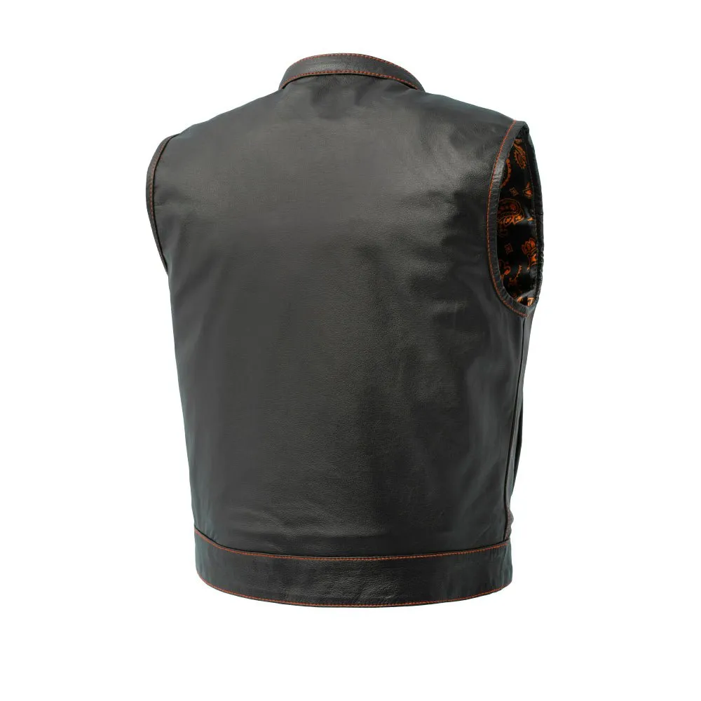 The Volt Men's Motorcycle Leather Vest, Multiple Color Options