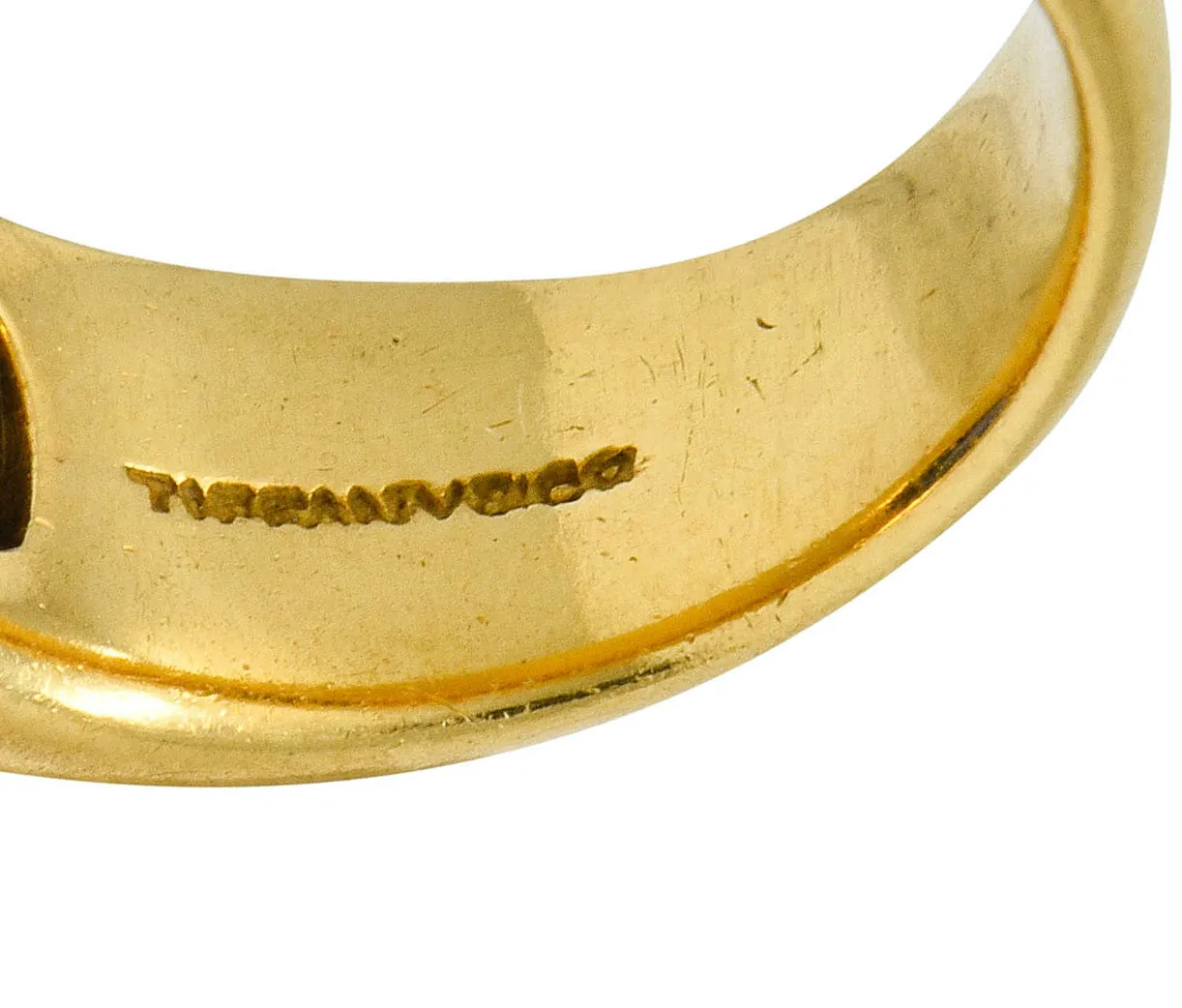 Tiffany & Co. Art Nouveau No Heat Kashmir Sapphire Cabochon 18 Karat Gold Unisex Antique Band Ring AGL