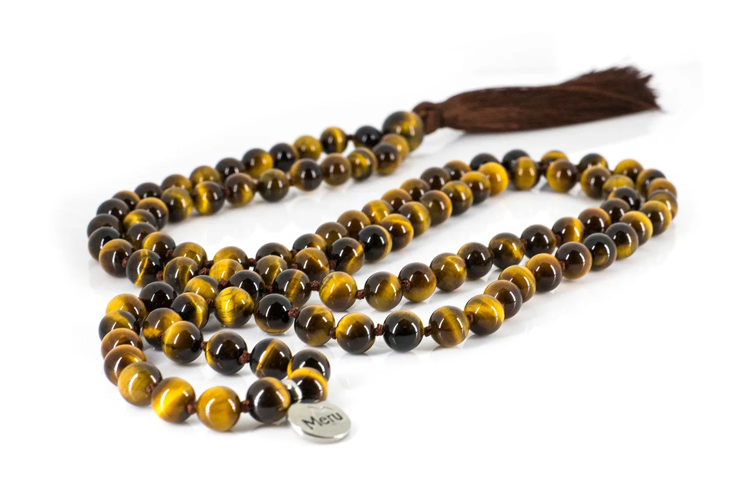 Tiger's Eye Yellow Mala Beads Necklace - "I am Lucky"